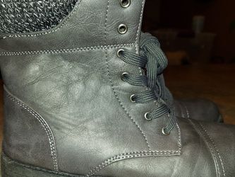 Gray winter lace-up boots