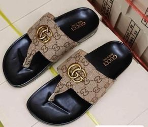 Brown Gucci slides