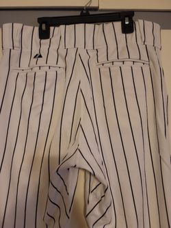 MLB Gamers Majestic Major League Pittsburgh Pirates White with Black Pinstripes Baseball Pants Waist Sizes Waist 34, 36, 38 Long Pants Open Bottoms