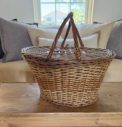 UNIQUE VINTAGE WICKER BASKET 