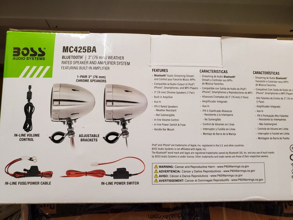 BOSS AUDIO SYSTEM SPEAKER FOR MOTORCYCLE, FOURTRACK, POLARIS OR CAN AM WATER PROOF