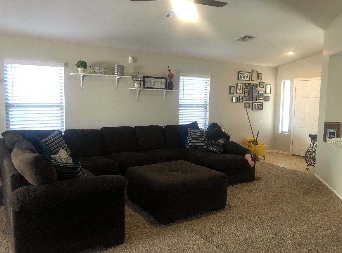 4 Piece Beautiful Chocolate Brown Oversize Sectional With Ottoman