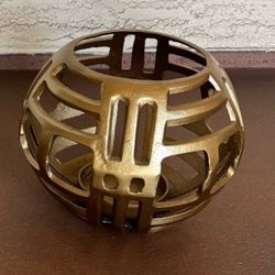 One New Large Heavy Metal Orb Sculpture Candelabra Candle Holder