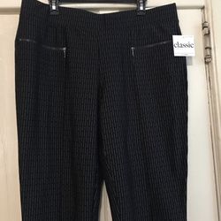 Classic concepts women’s pull up pants 2XL black& white