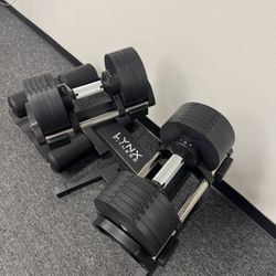 LYNX FITNESS ( BRAND NEW IN BOX ) Pair Of 50lb Adjustable Dumbbells