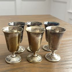 Vintage El De Uberti Italy Silverplate Cordial Glasses Set of 6 Engraved H