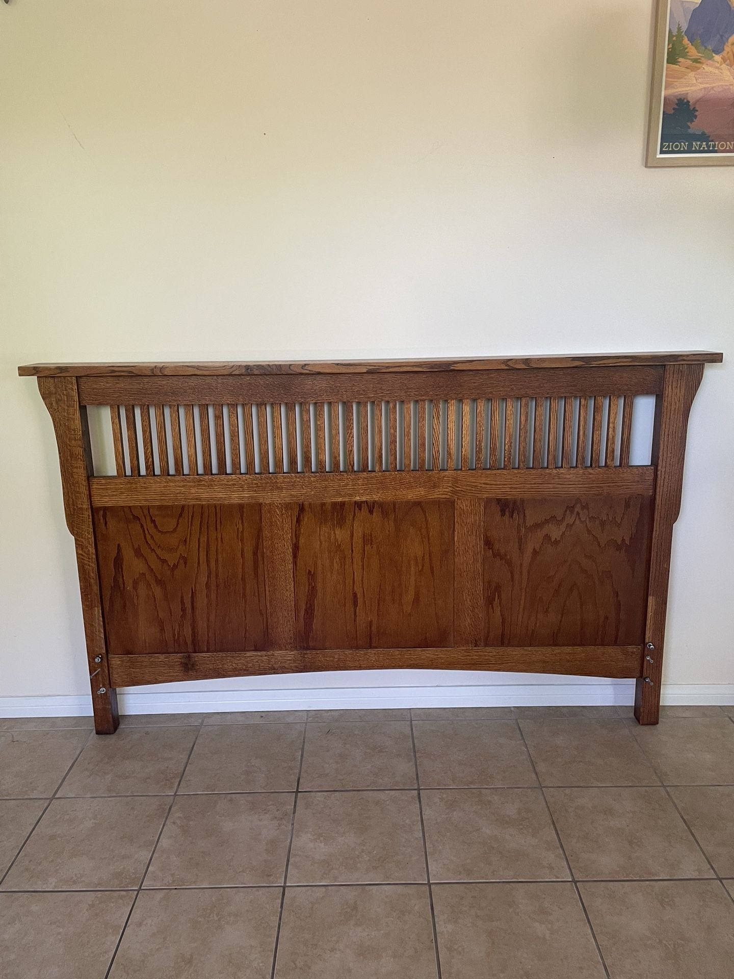 Mid Century Oak Queen Bed Frame
