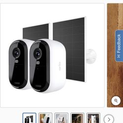 Arlo Essential Camera 2K (3rd Gen), 2-pack plus 2 Solar Panel chargers