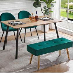 Homedot 4 Piece Dining Table Chair Set with 2 Upholstered Chairs & Bench