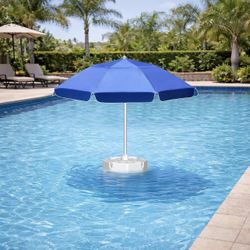 Floating Pool Umbrella 7FT w/ Table & 4 Cup Holders – Pool, Lake & Beach Shade