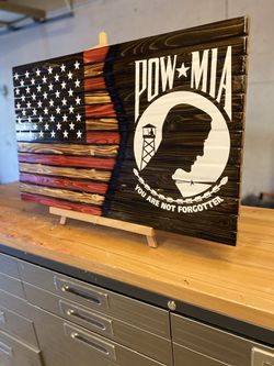 POW MIA rustic American Wooden flag