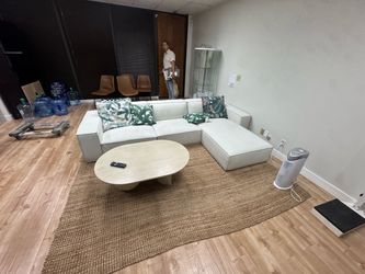 Modern White Sectional Sofa + Coffee Table – Complete Lounge Set