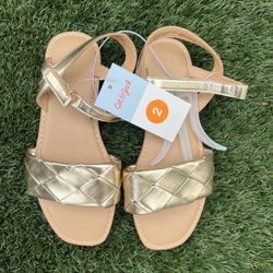Girls Gold Sandals Size 2