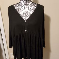 Perfectly Priscilla Black Casual Top Size 3X 