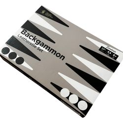 Yellow Mountain Imports Leatherette Backgammon Set, with Checkers and Accessories
