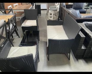 Assembled New Outdoor 4-Piece Rattan Patio Furniture Set Outdoor Wicker Conversation Sofa