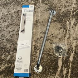 DMI 24" Chrome-Plated Steel Bathroom Grab Bar with Mounting Screws - Silver