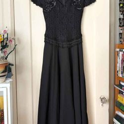 Vintage Black Beaded Embroidered Lace Dress | Evening dress | Graduation Gown | 1940s Cocktail Dress