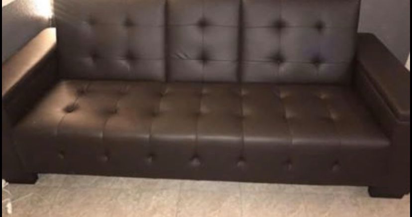Poundex F7202 Cheesman Cortez silia espresso faux leather folding futon sofa bed with storage