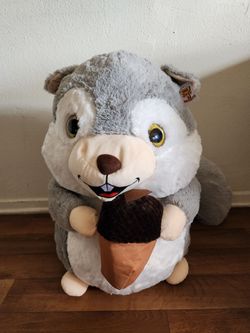 30" Caravan Softoys Squirrel Plush Holding Acorn Gray White Chipmunk