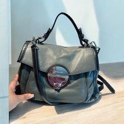 Authentic Side Grey Leather Michael Kors Handbag