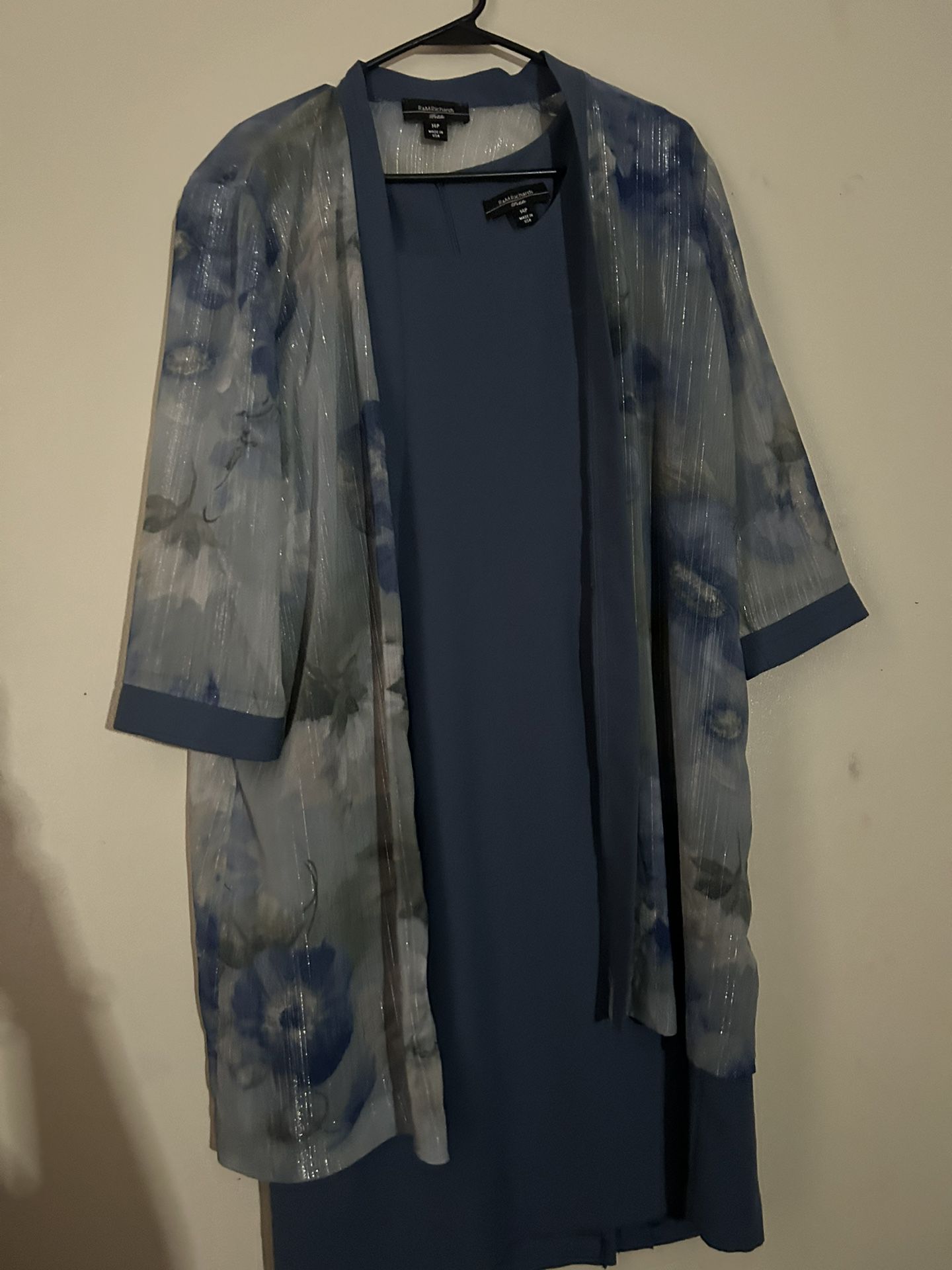 Blue Dress And Cardigan Set 
