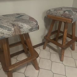 Solid Oak Counter Stools – Backless (Pair)