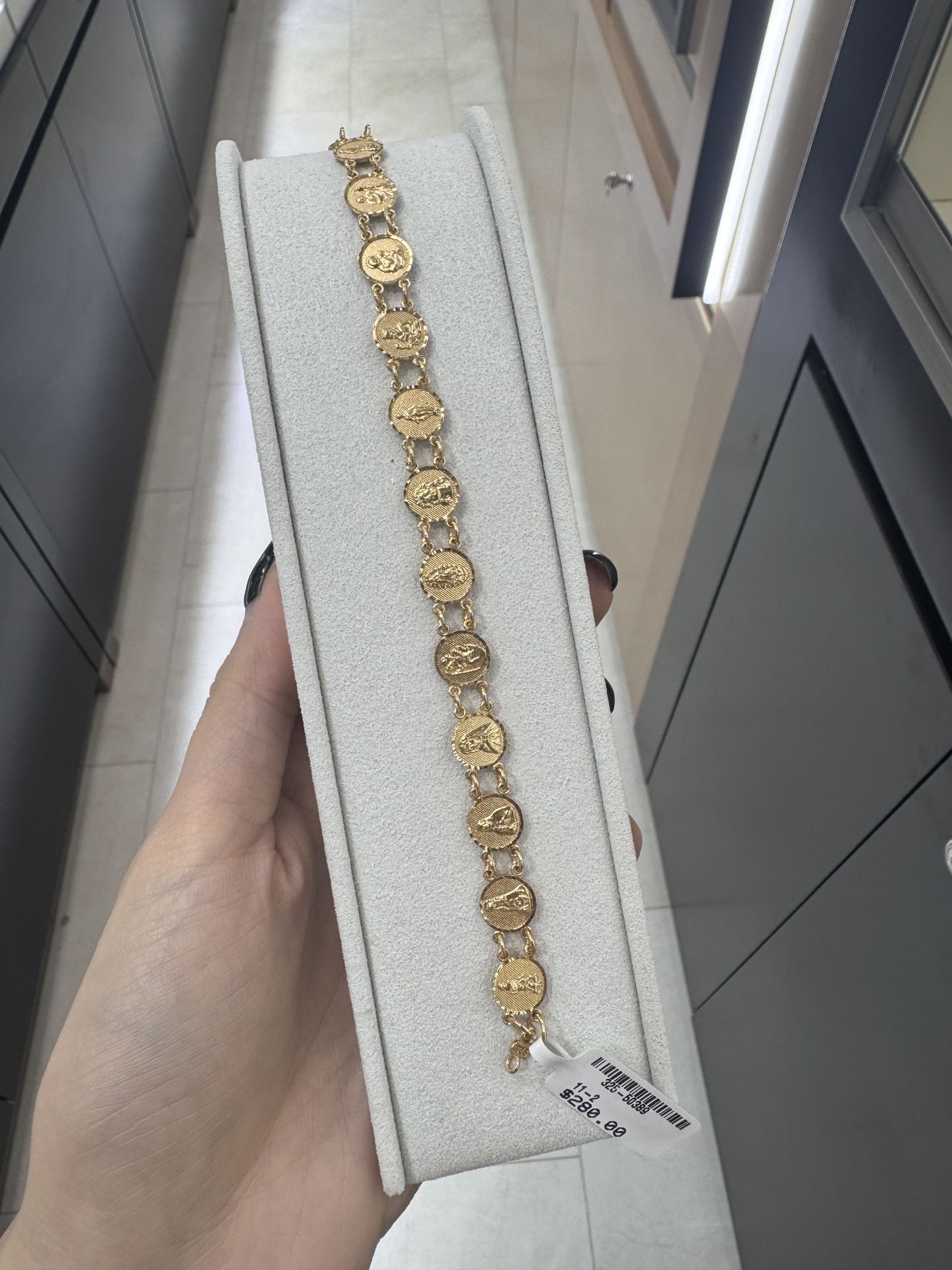 925 Sterling Silver Gold Plated Saint Bracelet 8”