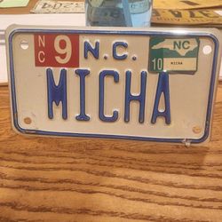 2009-2010 North Carolina VANITY "MICHA" MOTORCYCLE License Plate