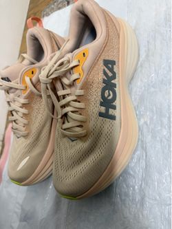 Hoka One One Bondi 8 Womens Size 9 B Cream/Vanilla Running Shoes Sneakers