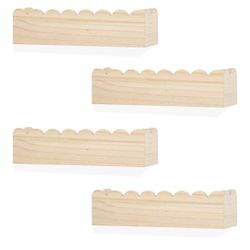 Wood Floating Shelves for Wall,Nursery Bookshelf,Kids Book Shelf,Baby Toys Storage Decor Organizer Wall Mounted for Living Room Bedroom,Wavy Edge,Prea