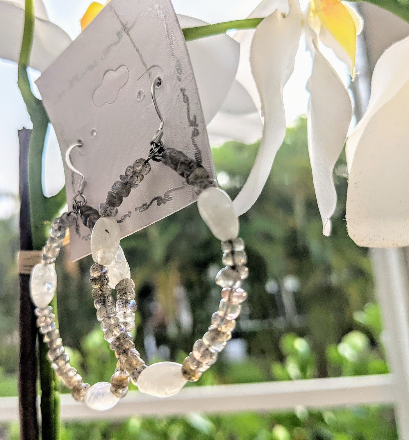 Labradorite & Moonstone Hoop Earrings