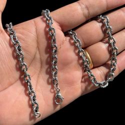 Solid 925 Sterling Silver Chain - 19.5 Inch - 39g - Handmade in Germany