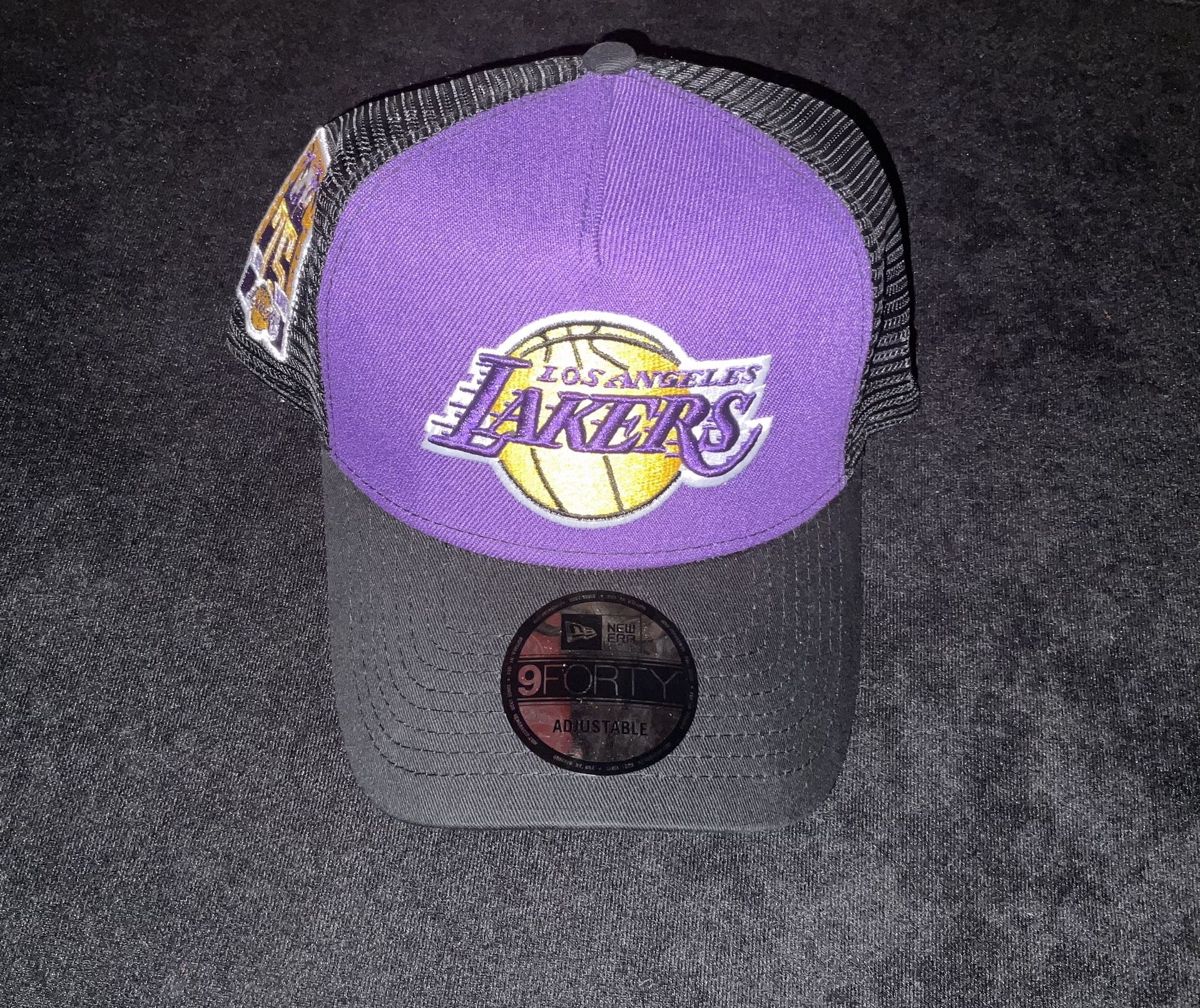 New Era Los Angeles Lakers Logo 9FIFTY Adjustable Snapback Trucker Hat 75th anniversary edition adult one size fits all new with tags