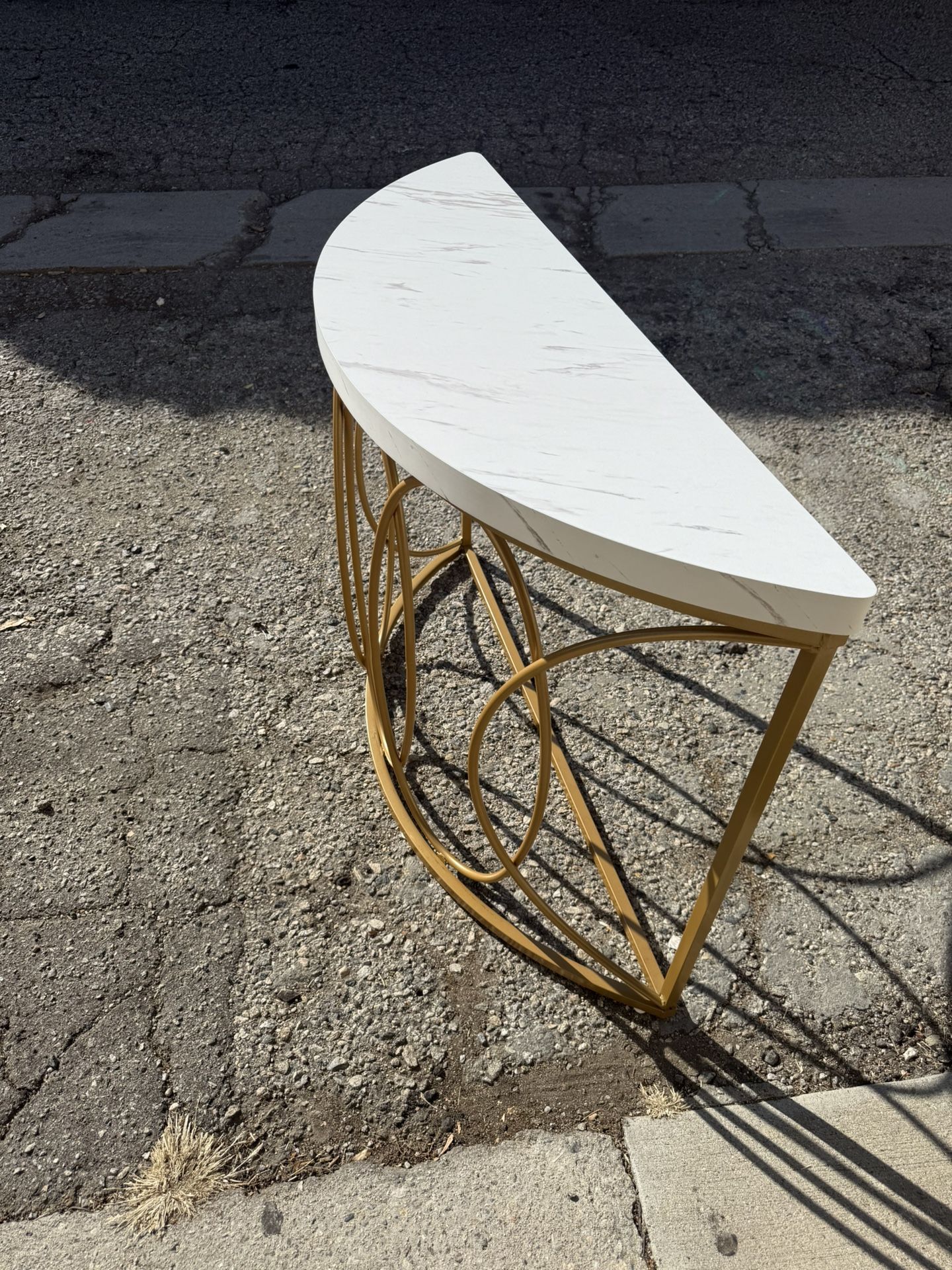 Side Table Gold With Faux Marble Top