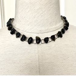 Smoky Quartz Silver Tone Necklace 
