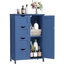 Floor Storage Cabinet, Farmhouse, 4 Drawers and 1 Door,32.3" H Freestanding Organizer Unit, Kitchen, Bathroom, Living Room, Bijou Blue, SOFIE Collecti
