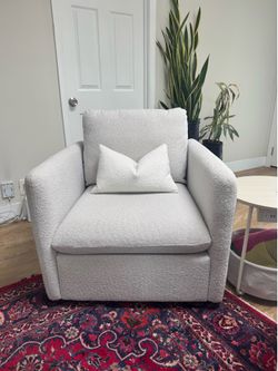 Boucle Upholstered Swivel Arm Chair