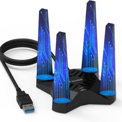 USB WiFi Adapter for Desktop PC, AX1800 WiFi Adapter Dual Band Wireless Network Adapter with 2.4GHz/5GHz High Gain Antennas, MU-MIMO, WPA3, Supports W