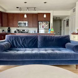 Dark Blue Tufted Velvet Sofa