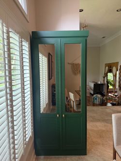 Large green bar cabinet