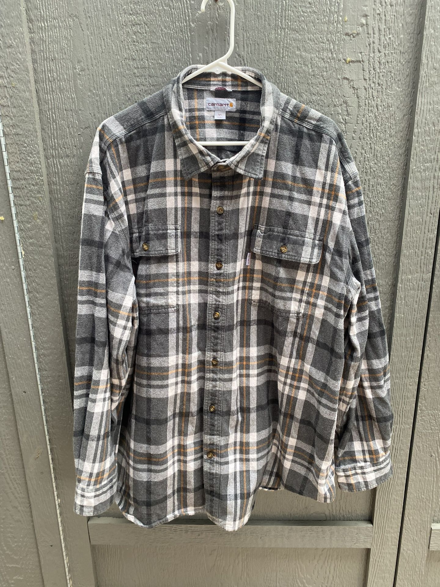Men’s Carhartt 3XL Plaid Flannel Button Down Shirt 