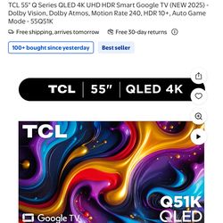 TCL QLED 55” 4k TV