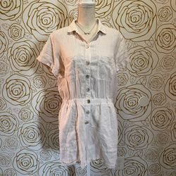 Anthropologie Cloth & Stone Safari Linen Cream Romper