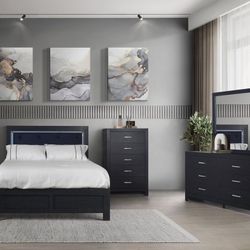 Moonlight Black-Queen 5pc Bedroom Set 💕👀😍📲😎✅🚛🔥