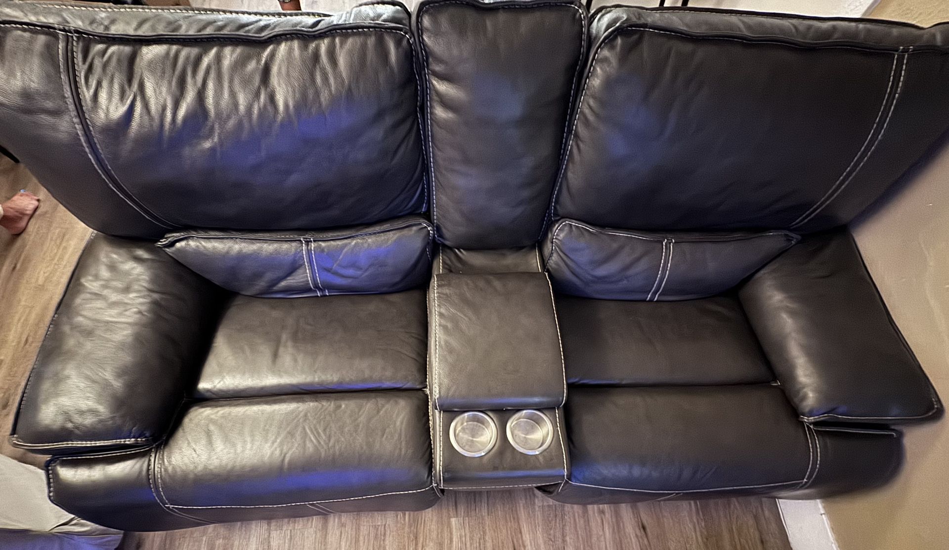 Dark Brown - Electric - Leather Sofa & Love Seat