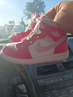 Pink and white little girls high top Nikes