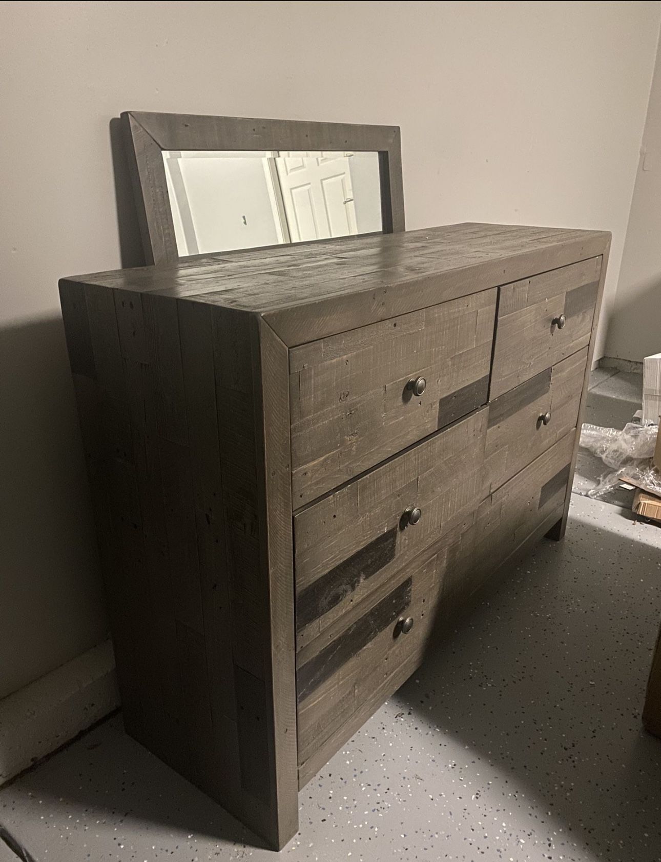 Grey Dresser And Mirror 