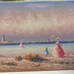 Girls On The Beach Painting 