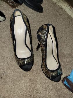 Black and Gold Heels Size 6
